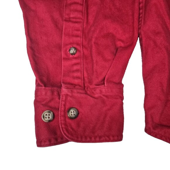 Vintage County Seat Authentic Jeanswear Men Sz L Red Denim Shirt Button Front - Picture 5 of 6